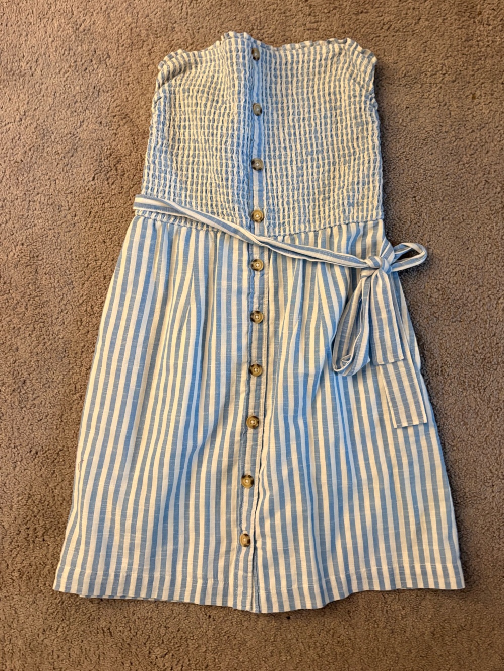 Abercrombie & Fitch Blue and White Stripped Strapless Dress